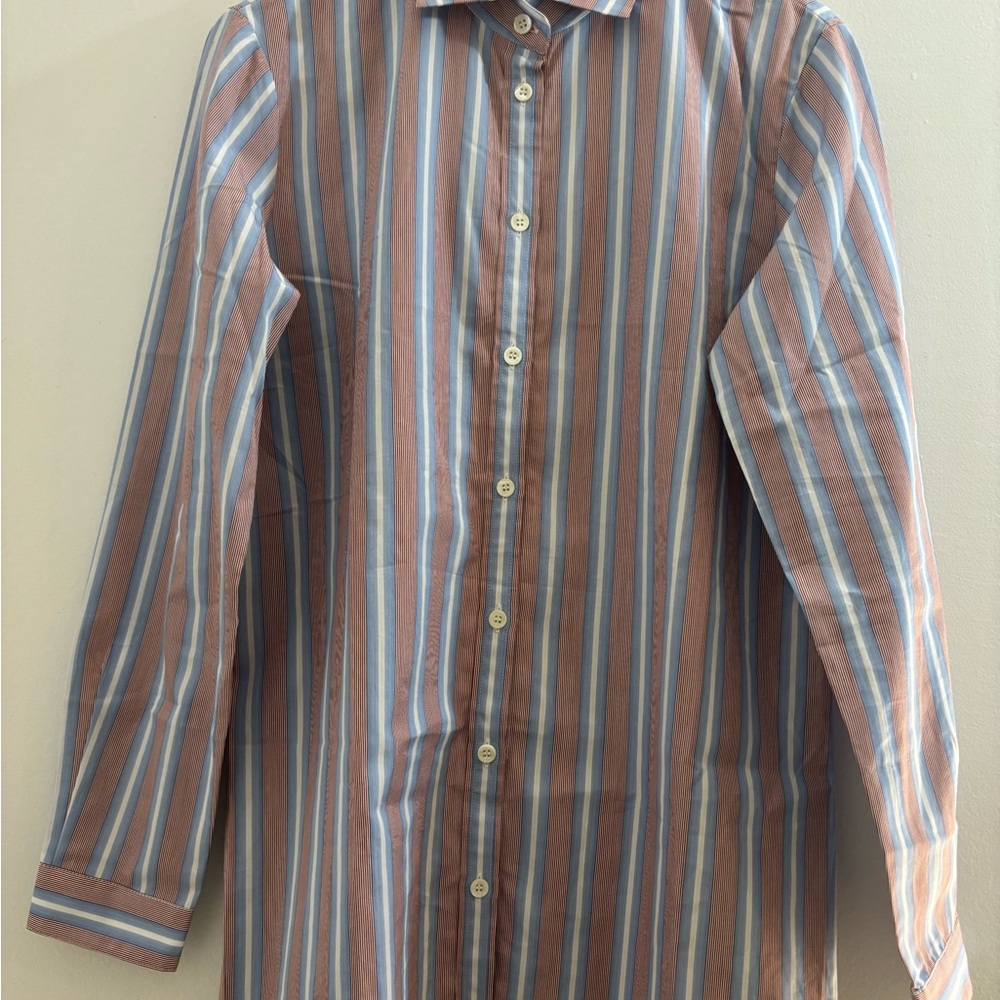 Etro Striped Button-Up Blouse in Red, Light Blue and White
